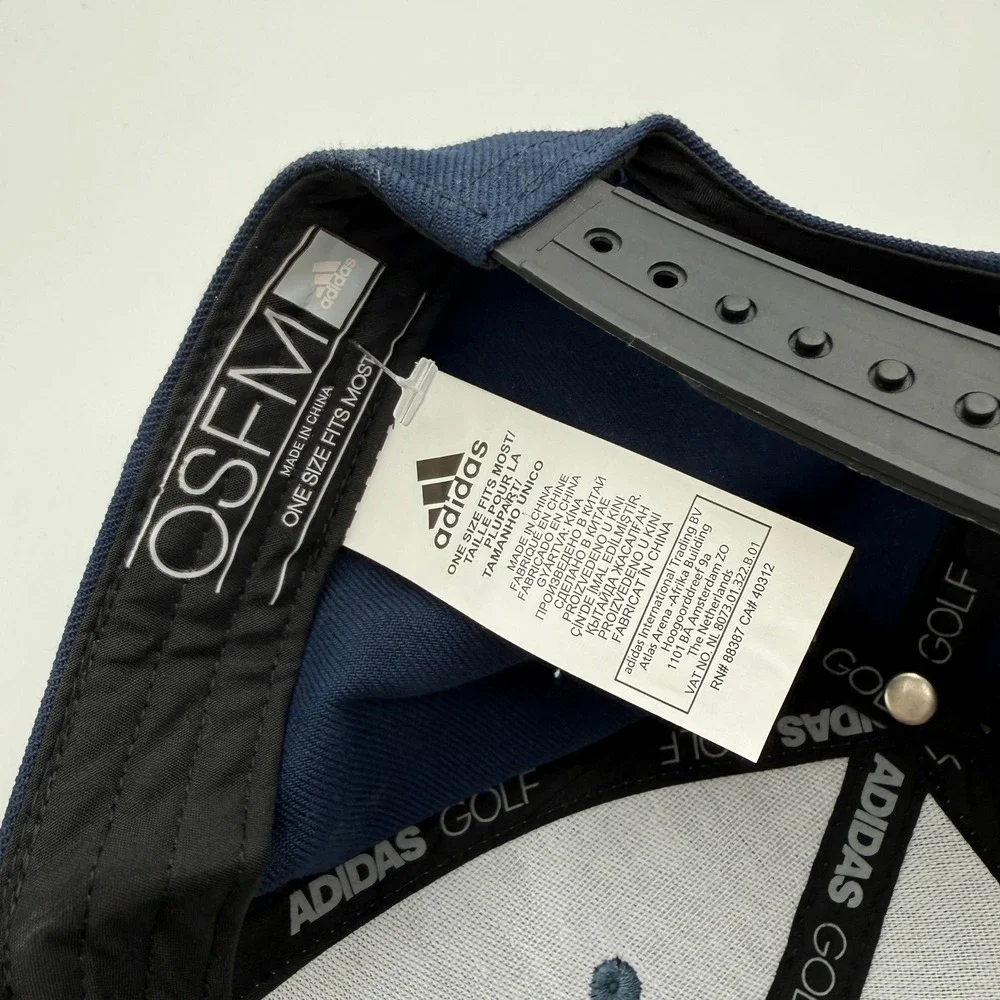 Adidas Golf Hat Men OSFM Blue Heathered Snapback Flat Bill Performance Cap‎